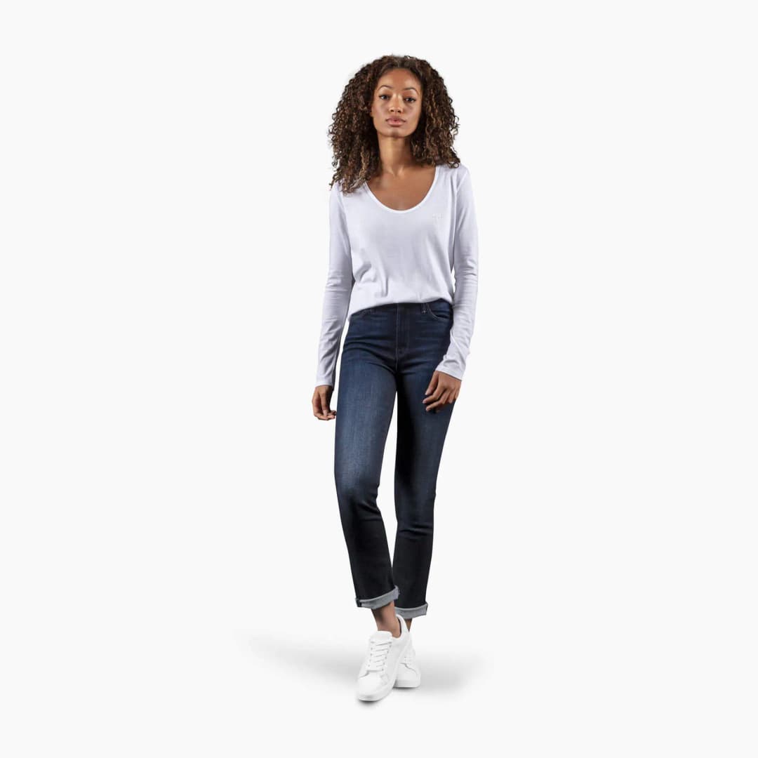 Camiseta de manga larga scoop neck T Logo para mujer